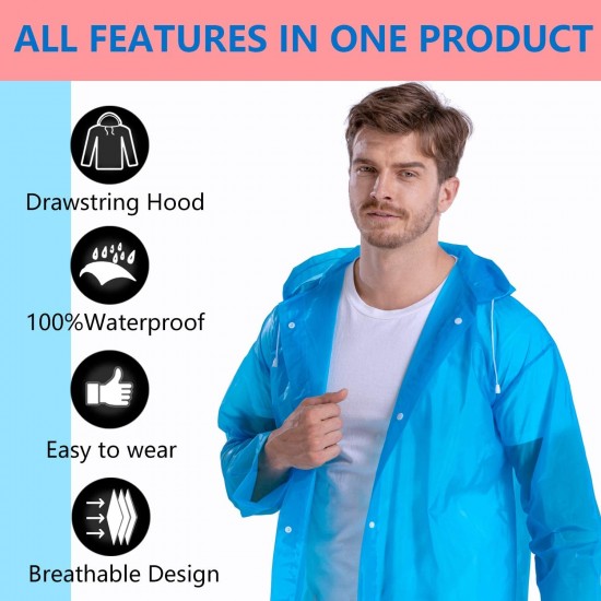 Unisex Raincoat With Hood | Waterproof Rain Poncho | EVA Material | Reusable | Lightweight | Universal Size | Raincoat for Men and Women
