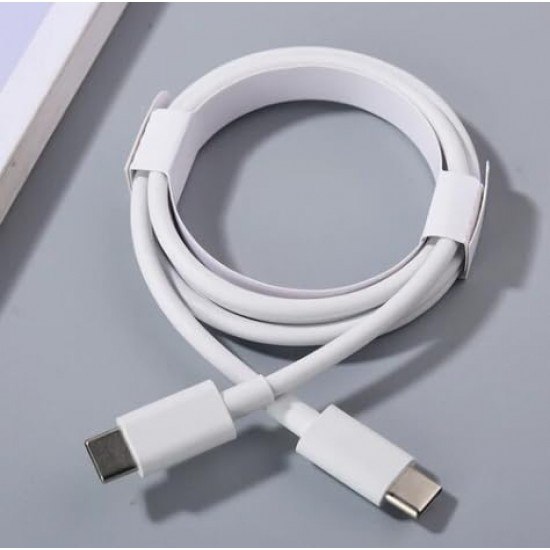 Google Pixel Type C to Type C Mobile Data Charging Cable for Pixel 8 Pro/8/8A/7 Pro/7/7A/6 Pro/6/6A/5/Chrome Book Laptop/Buds/and Other USB C Device Support for Nothing phone 2/1, 30W - White