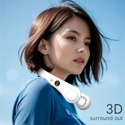 Neckband Portable Air Conditioning Neck Cooler Usb Neck Fan Cooling Ventilator Summer Rechargeable USB Mini Bladeless Fan with Inbuilt Led Light (Green)