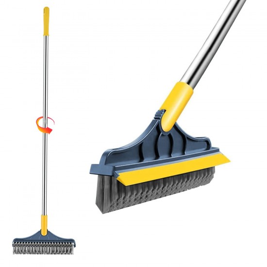 Bathroom Cleaning Brush with Wiper Tiles Cleaning Brush Floor Scrub Bathroom Brush with Long Handle 120° Rotate Bathroom Floor Cleaning Brush Home Kitchen (2 in 1)