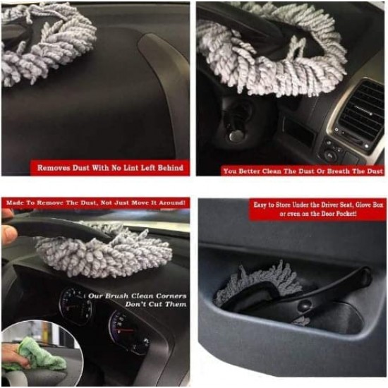 Mini Microfiber Duster Interior, Multi-Purpose Duster Brush with Handle for Car Cleaning & Household