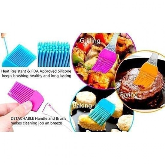 Large Silicone Spatula and Pastry Brush Combo Set for Cake Mixer, Decorating, Cooking, Baking and Glazing, Random Color