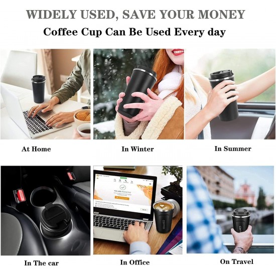 Travel Coffee Mug, Stainless Steel Inside, Smart Tumbler, Portable Mug Cup with Intelligent Temperature Display, Keep Hot or Cold, for Coffee, Tea & Ice Drinks