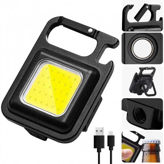 LED Mini Metal Keychain Light| Portable USB Rechargeable Torch Light with 3 Lighting Modes