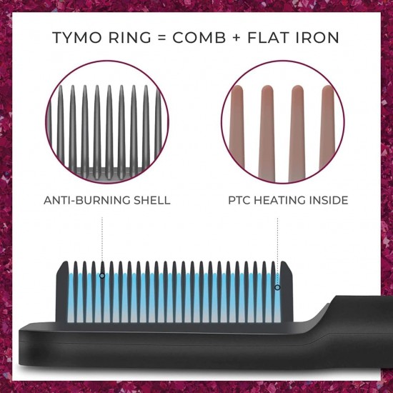Hair Straightener Brush, Hair Straightening Iron Built With Comb, Fast Heating & 5 Temp Settings & Anti-Scald, Perfect For Home Hair Styler