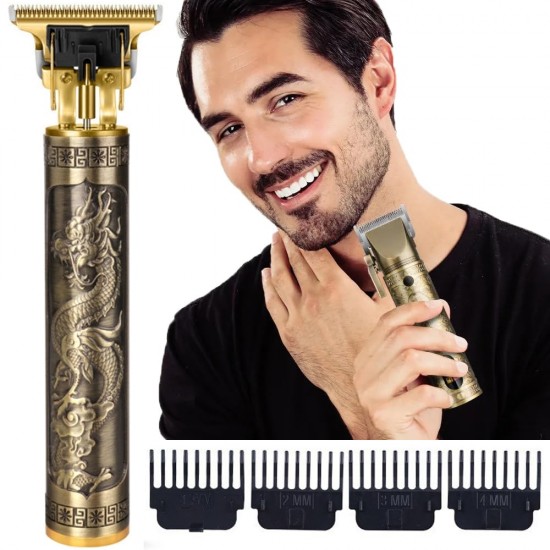 T9 Vintage Hair Trimmer Salon Series Fully Waterproof Trimmer, 60 Minute Runtime 4 Length Settings, Battery Powered