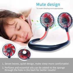 Neck Fan Portable Neckband Fan USB Rechargeable Hand Free Personal Mini Sport Fan with 3 Level Air Flow Aroma fan for Sports Travel Outdoor Office Reading