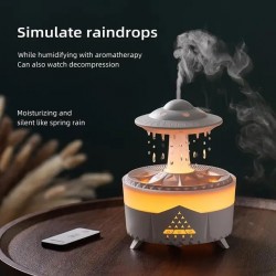 UFO Raindrop Humidifier, Rain Cloud Humidifier with Colorful Lights Remote Control Timing Humidifier Aroma Humidifier