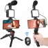 Vlogging Kit 4 in 1 Portable Set Mobile Video Recording Kit Smartphone Camera Video Kit, Mini Tripod With Shotgun Podcast Microphone, Phone Holder, Led Light For Youtube Video, Vlog, Photography Kit