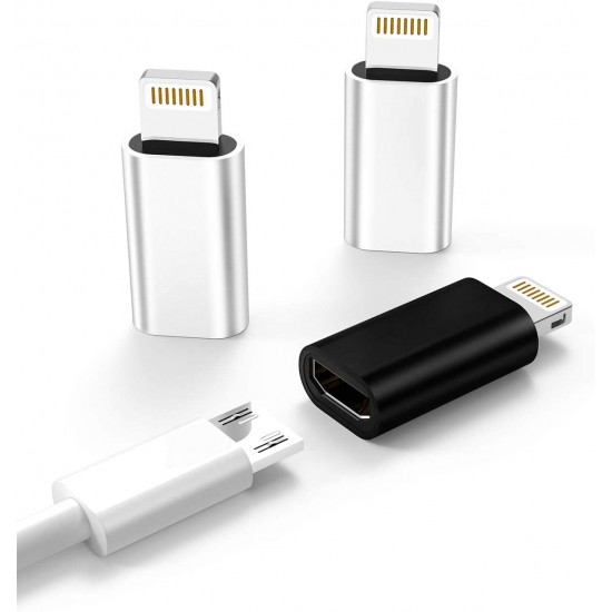 V8 to iPhone Connector, Lightning Male to Micro USB Female Adapter